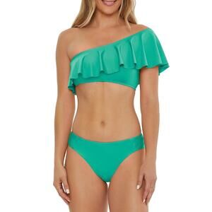 Trina Turk Women Monaco Ruffled Bandeau Bikini Top & Bikini Bottom 2Pc Set Sz 10